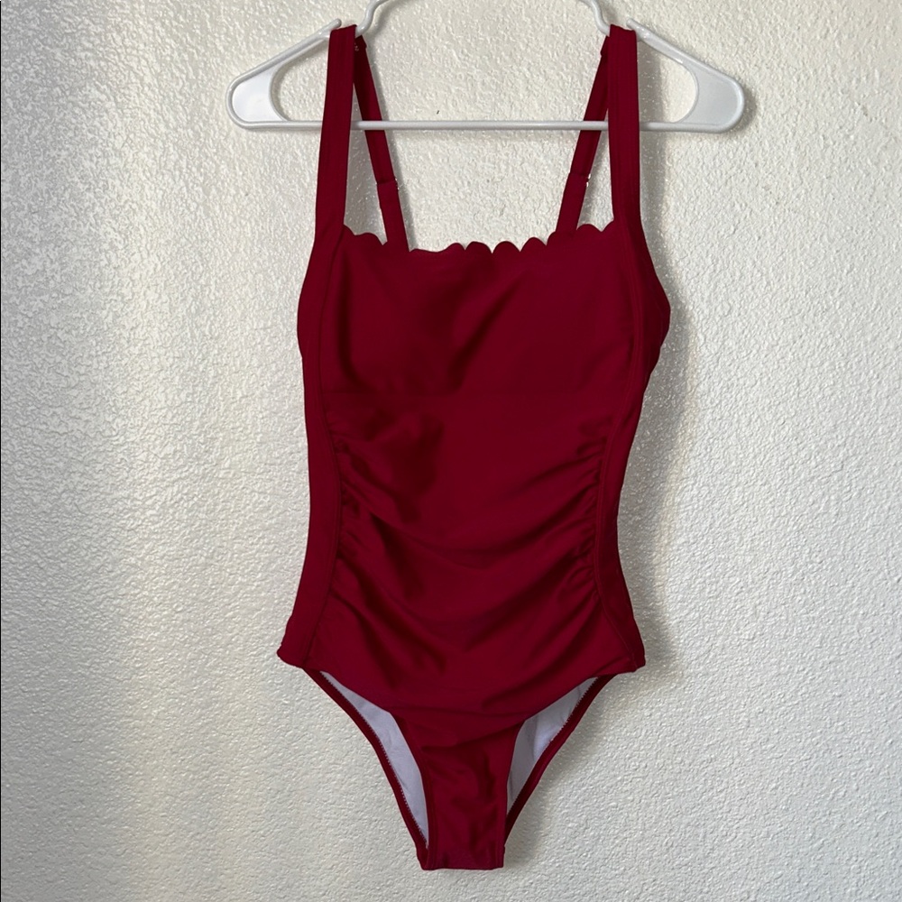 Red Scalloped One-Piece Swimsuit